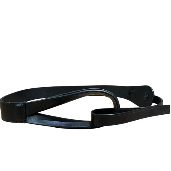 Jil Sander Mens Size 38 Black Smooth Wide Waist Leather Belt Large Loop Italy - Picture 1 of 7